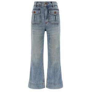 ZIMMERMAN patch pocket light wash crop flare Jeans size 24 sailor summer denim